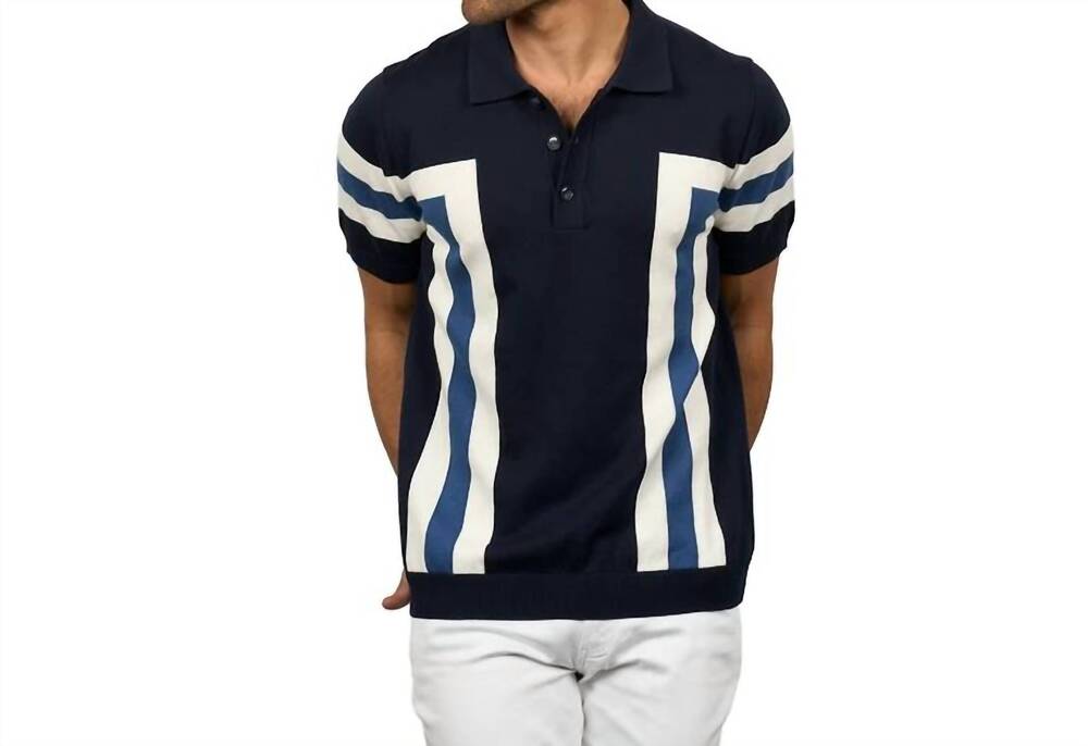 NEW EIGHT X the everyday knit polo button up shirt in navy